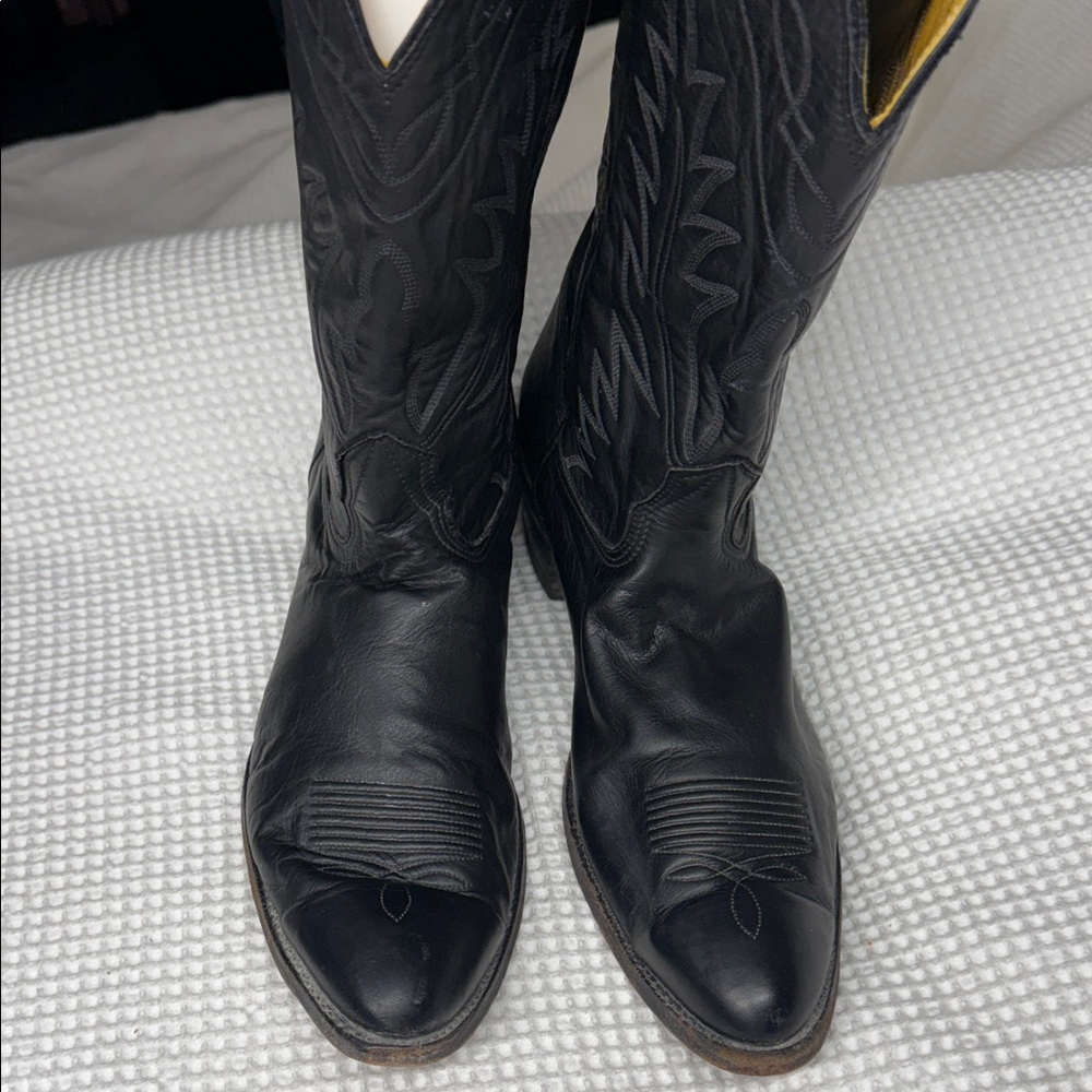 Black Leather Western Nocona Boots - 13.5
